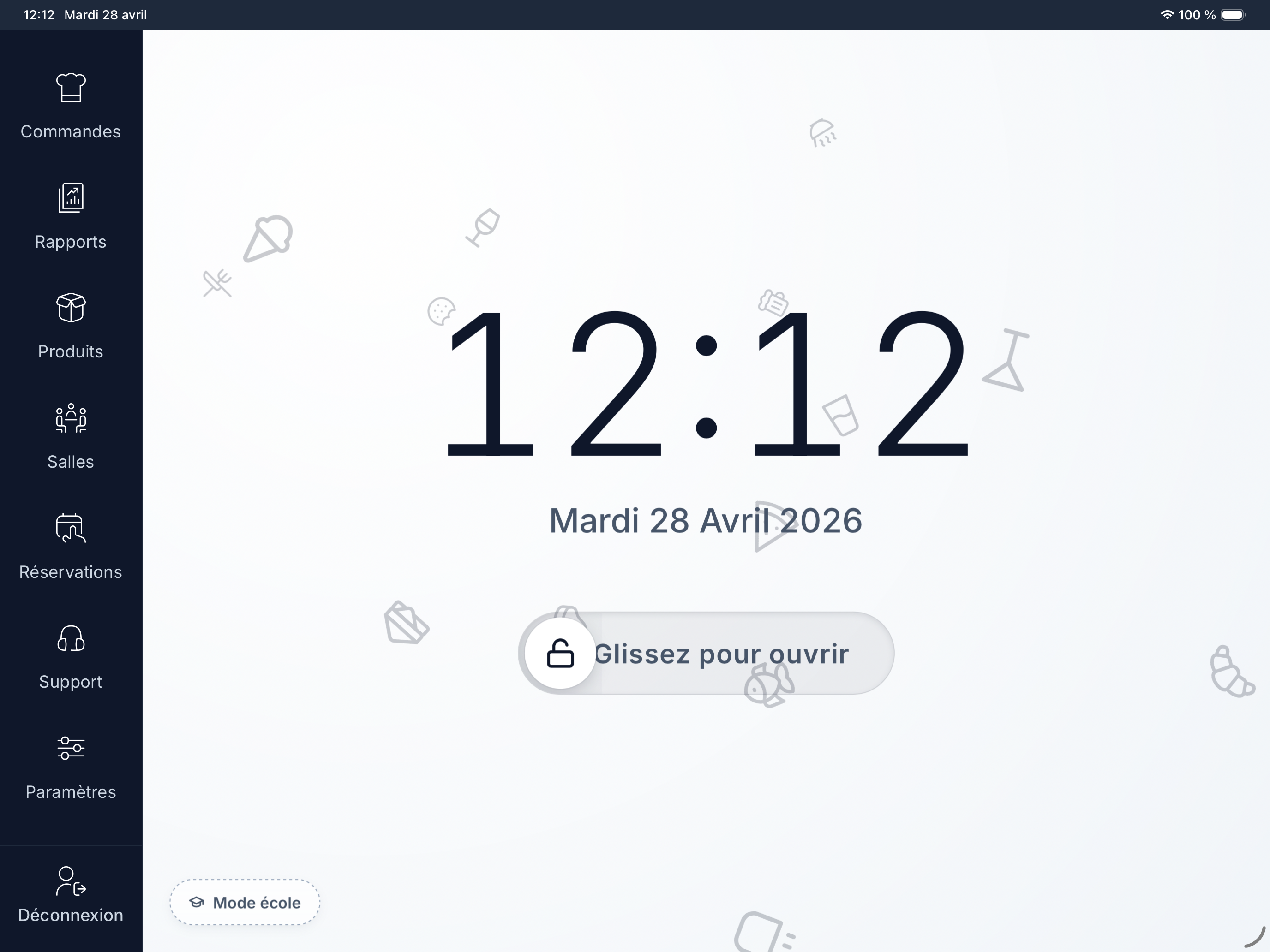 Interface caisse HubCaisse sur iPad