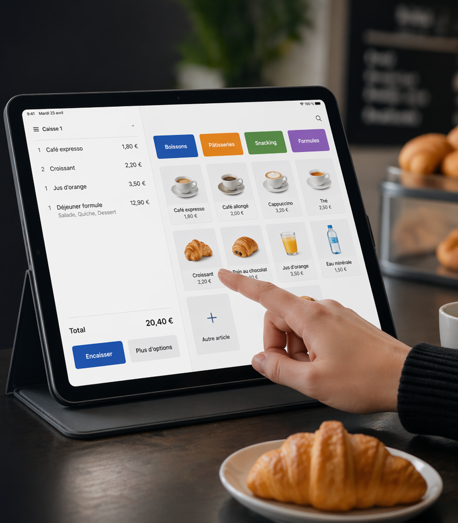 iPad utilisé comme caisse enregistreuse tactile HubCaisse