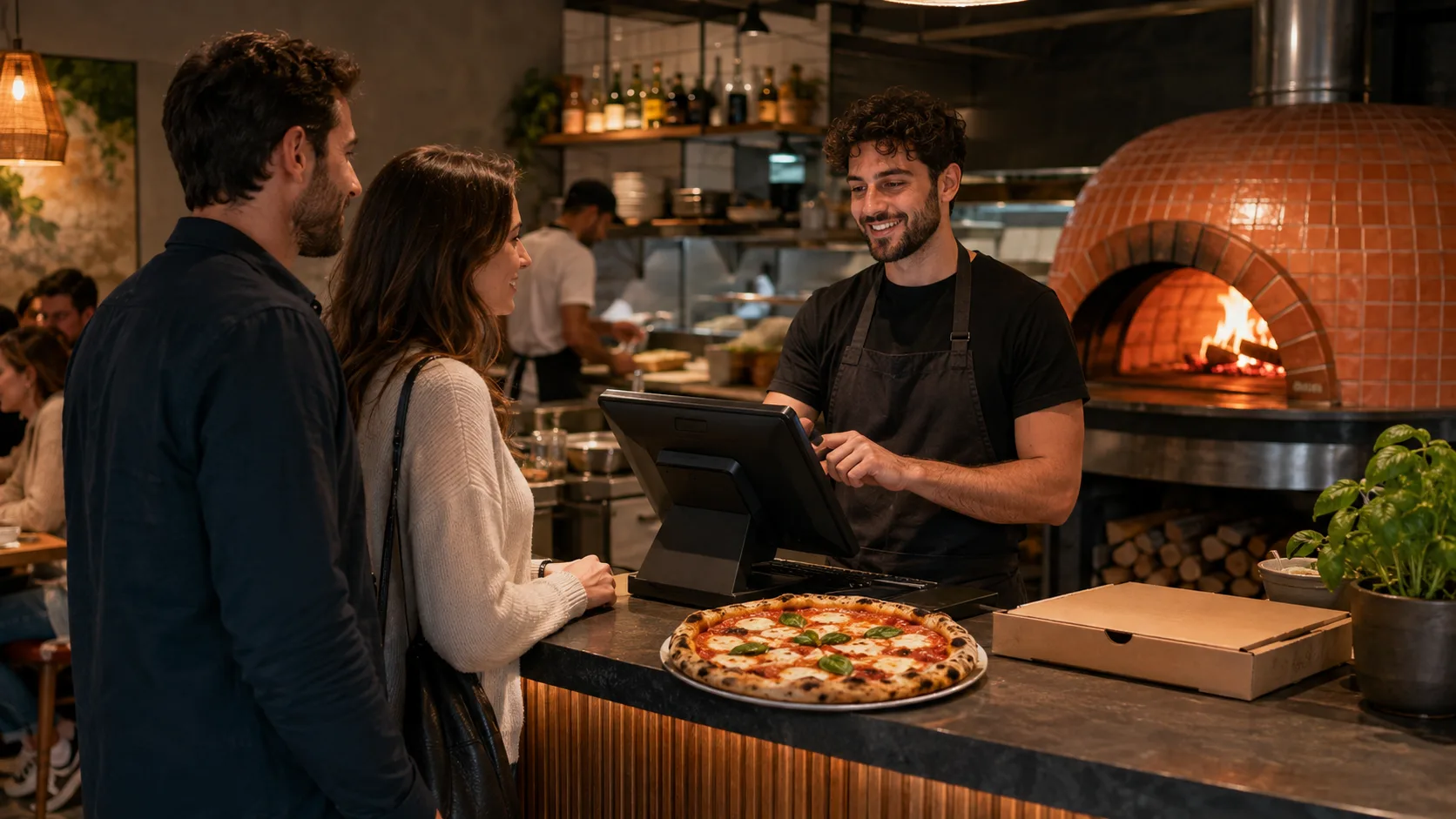Encaissement dans une pizzeria équipée de HubCaisse