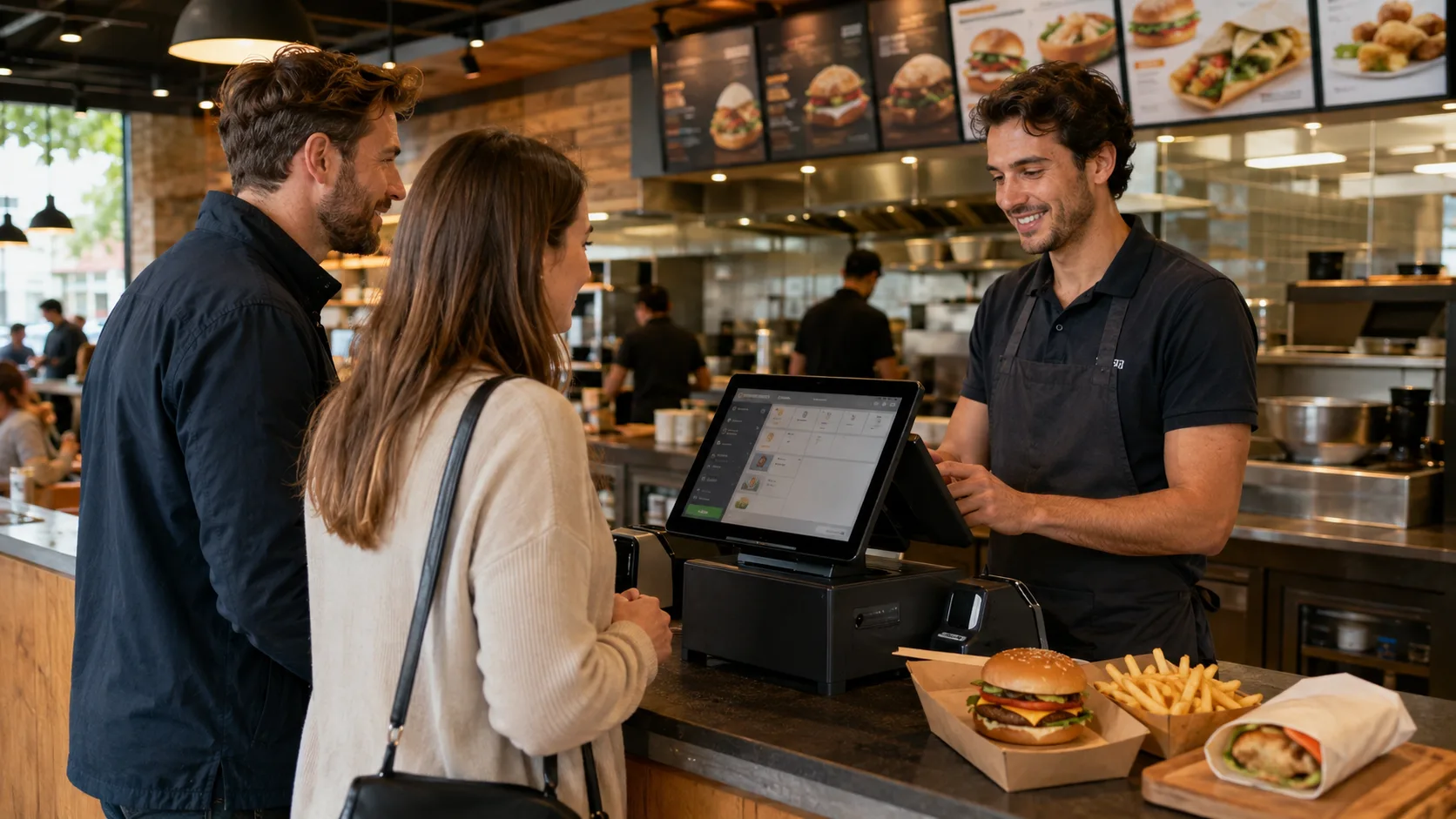 Encaissement au comptoir d’un snack équipé de HubCaisse